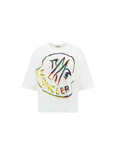 Rainbow Logo Short Sleeve T-shirt White - MONCLER - BALAAN 1