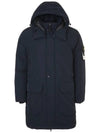 Polyester Micro Twill Long Down Parka Navy - STONE ISLAND - BALAAN 4