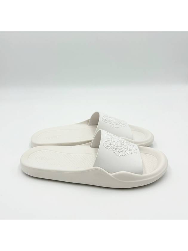 Tiger Logo Rubber Slippers White - KENZO - BALAAN 4