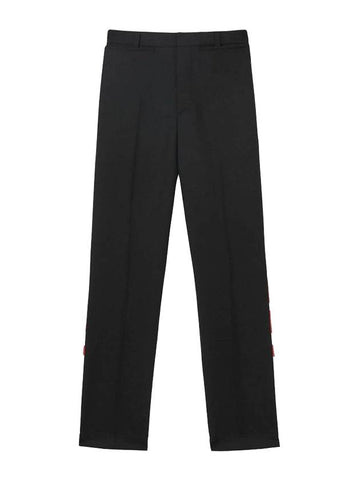 Men's Logo Print Two-Tone Wool Mohair Straight Pants Black - BURBERRY - BALAAN 1