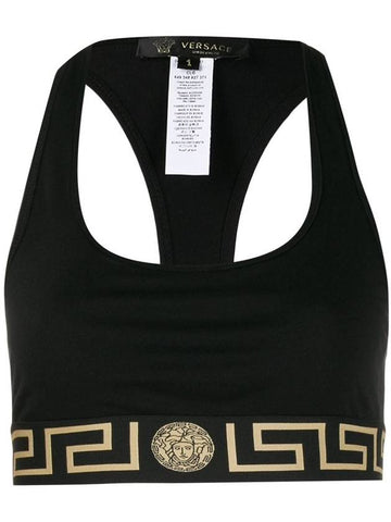 Women's Greca Border Print Bra Black - VERSACE - BALAAN 1