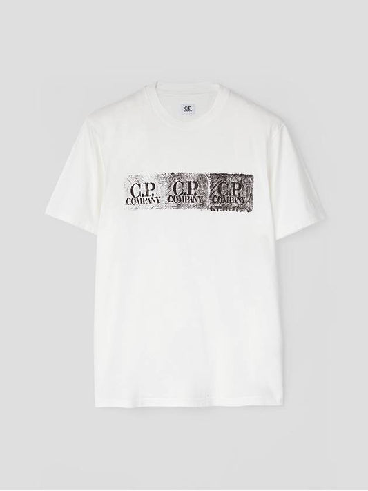 Logo Stamp Printed Short Sleeve T-shirt White - CP COMPANY - BALAAN 2