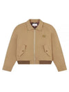 Harrington Technical Cotton Gabardine with Bold Fox Head Patch Jacket Beige - MAISON KITSUNE - BALAAN 2