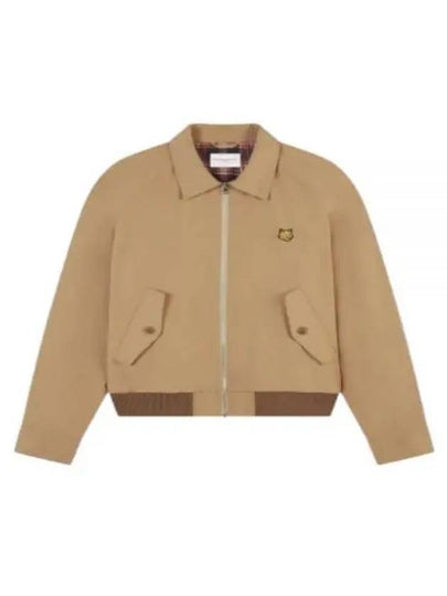 Harrington Technical Cotton Gabardine with Bold Fox Head Patch Jacket Beige - MAISON KITSUNE - BALAAN 2