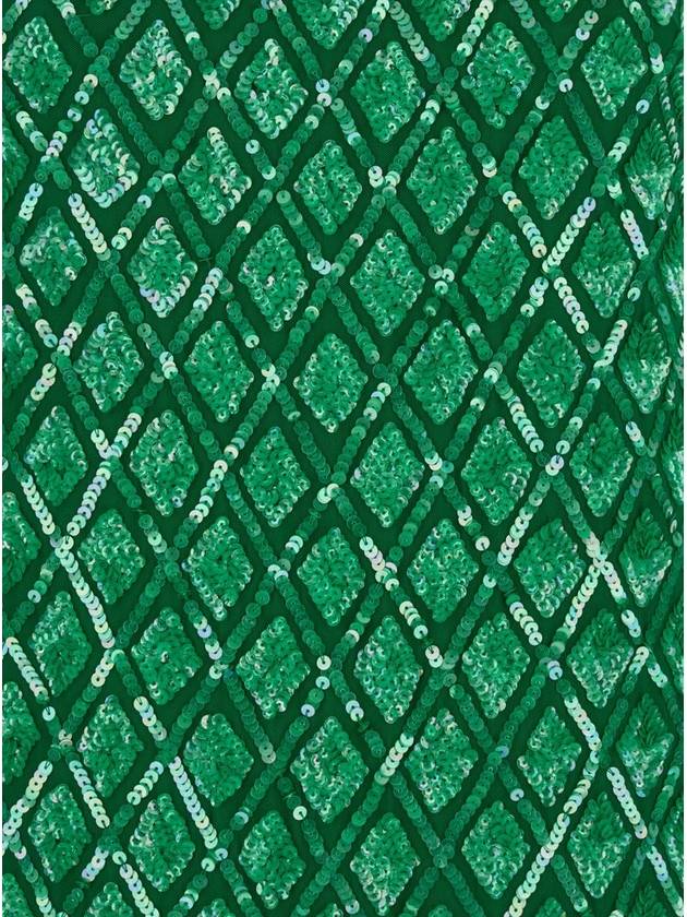 Green Long Dress With All-Over Applied Sequins And Geometric Motif In Tech Fabric Woman - P.A.R.O.S.H. - BALAAN 3