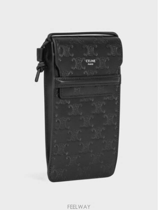 Cell Phone Pouch Triomphe Embossed Calfskin Black - CELINE - BALAAN 2