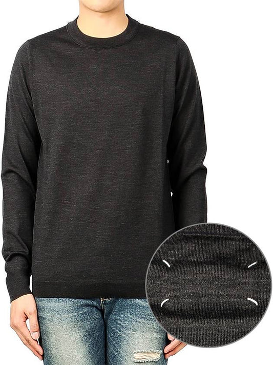 Men's Back Stitch Wool Knit Top Grey - MAISON MARGIELA - BALAAN 2