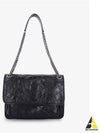 Nikki Medium Krinkle Vintage Leather Shoulder Bag Black - SAINT LAURENT - BALAAN 2