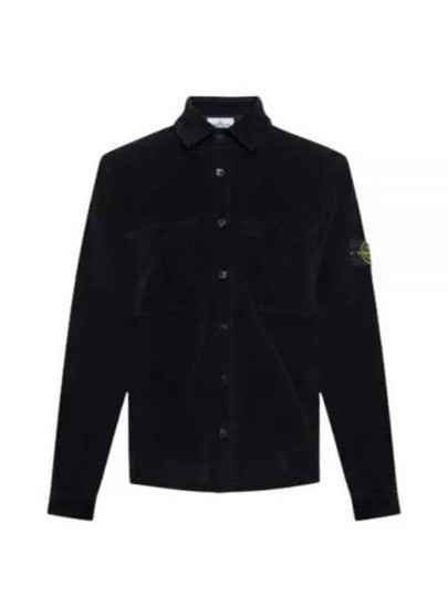 Cotton Corduroy 400 TC Over Long Sleeve Shirt  Black - STONE ISLAND - BALAAN 2