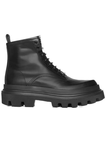 Men's Brushed Calfskin Ankle Boots Black - DOLCE&GABBANA - BALAAN 1