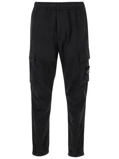 Stretch Cotton Tela Paracadute Cargo Straight Pants Black - STONE ISLAND - BALAAN 2