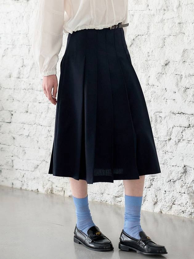 Belt Pleated Skirt Navy - MITTE - BALAAN 4