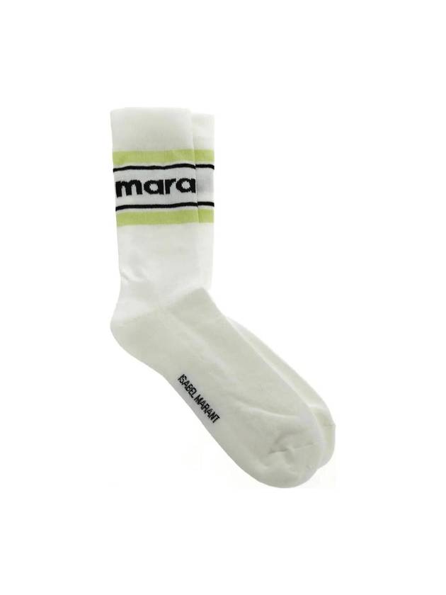 Dona Logo Print Socks White - ISABEL MARANT - BALAAN 1