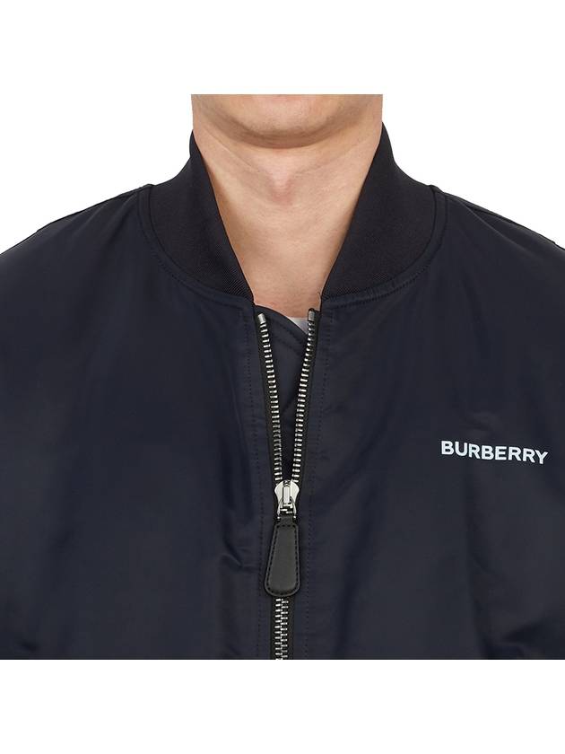 Men's Logo Print Nylon Bomber Jacket Smoke Navy - BURBERRY - BALAAN 11