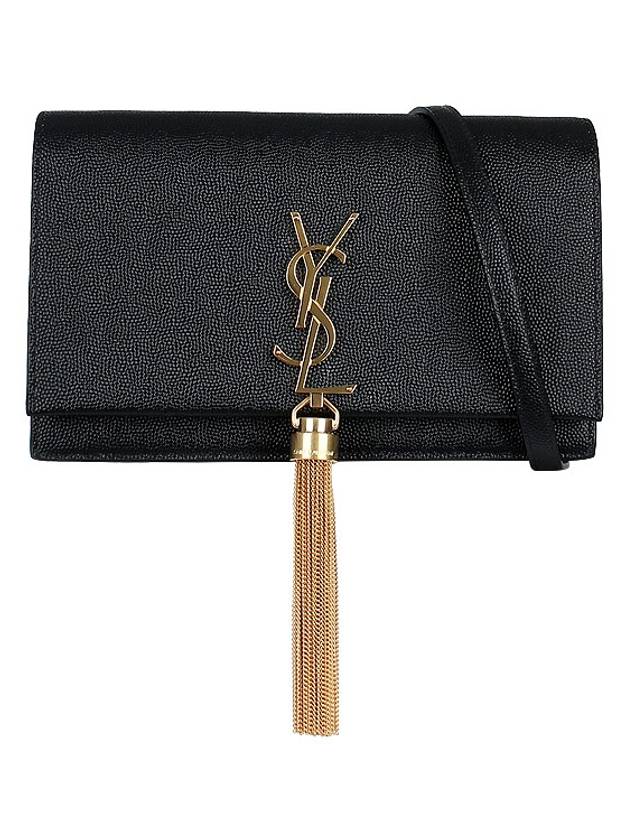 Kate Chain Grain De Poudre Leather Long Wallet Black - SAINT LAURENT - BALAAN 2