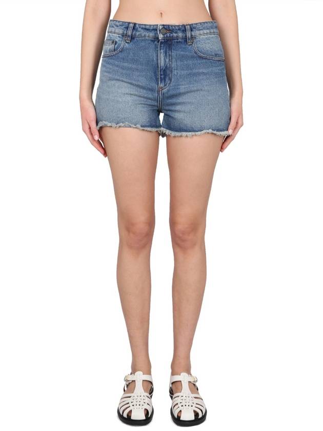 Fringe Denim Shorts Blue - AMI - BALAAN 2