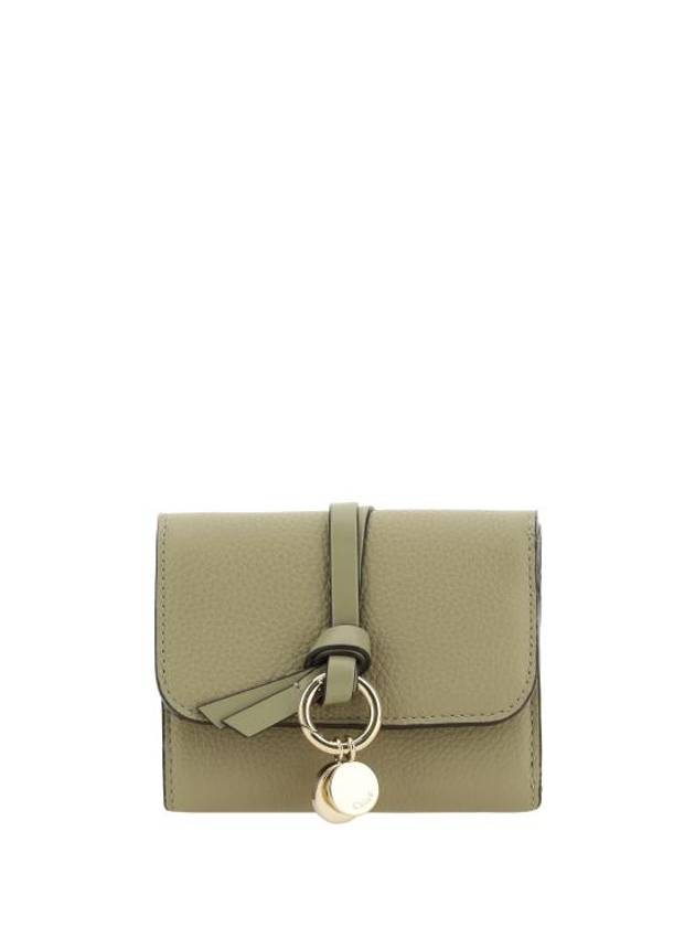 Alphabet Grain Leather Flap Small Half Wallet Green - CHLOE - BALAAN 1