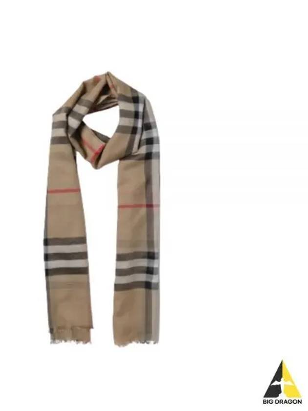 Check Wool Silk Scarf Beige - BURBERRY - BALAAN 2