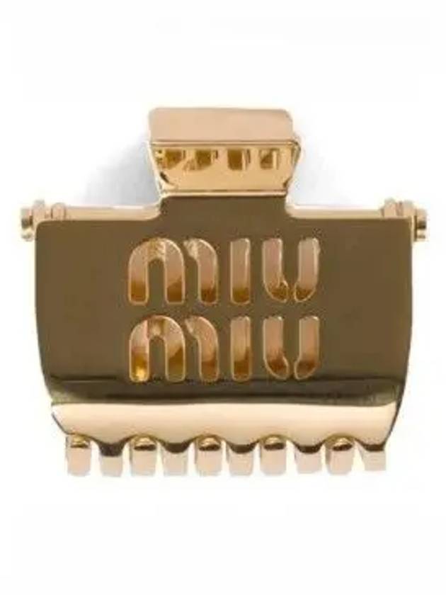 Debossed Logo Hair Clip Gold - MIU MIU - BALAAN 4