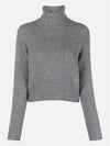 Embroidered Logo Cashmere Wool Turtleneck Grey - AMI - BALAAN 2