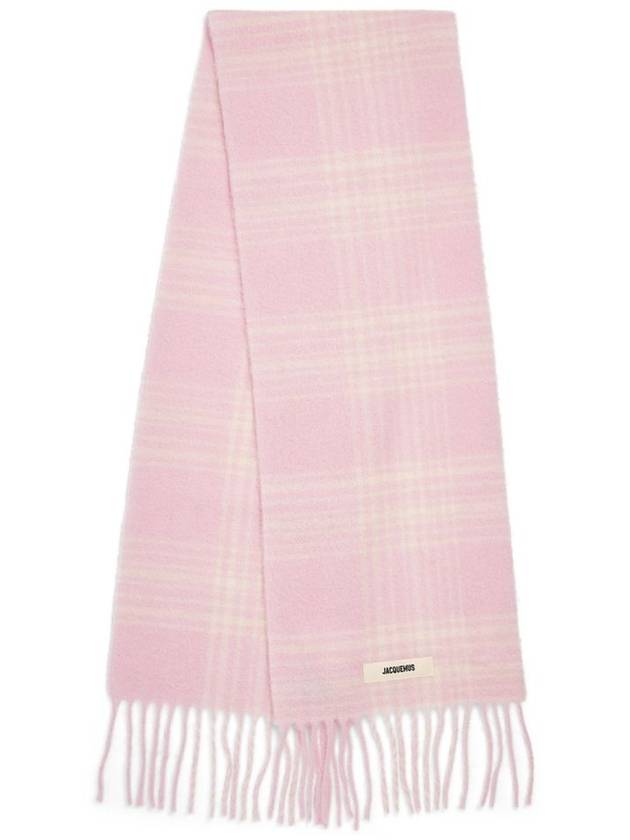 L’echarpe Carro Le Chouchou Jacquard Check Scarf Light Pink - JACQUEMUS - BALAAN 3