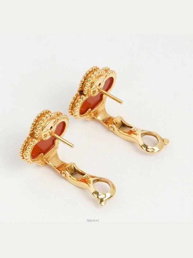 Van Cleef Arpels Vintage Alhambra Earrings Yellow Gold Carnelian 74197 - VANCLEEFARPELS - BALAAN 6