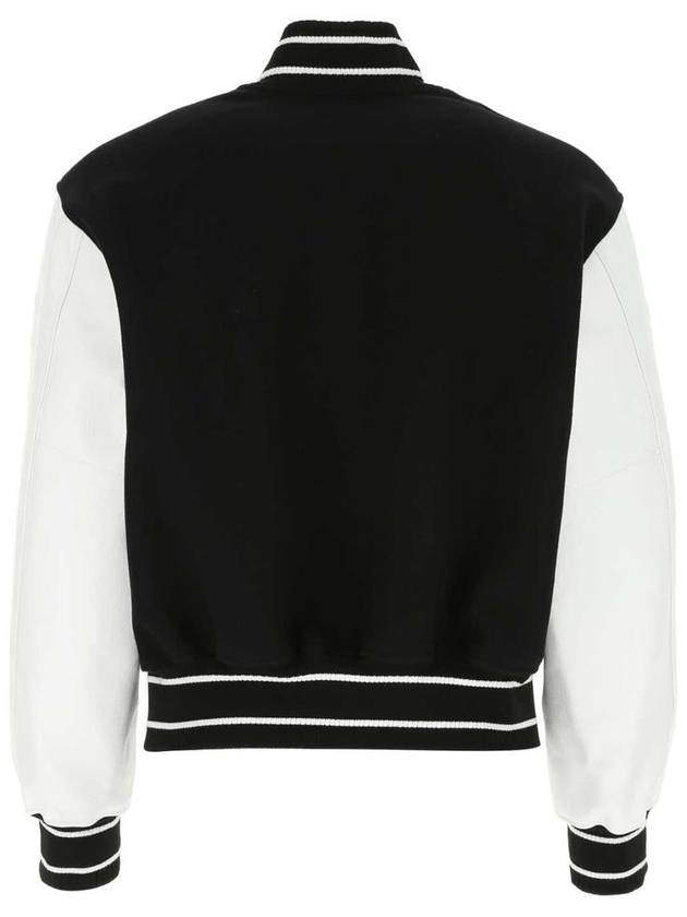 Logo Leather Wool Bomber Jacket Black - GIVENCHY - BALAAN 3