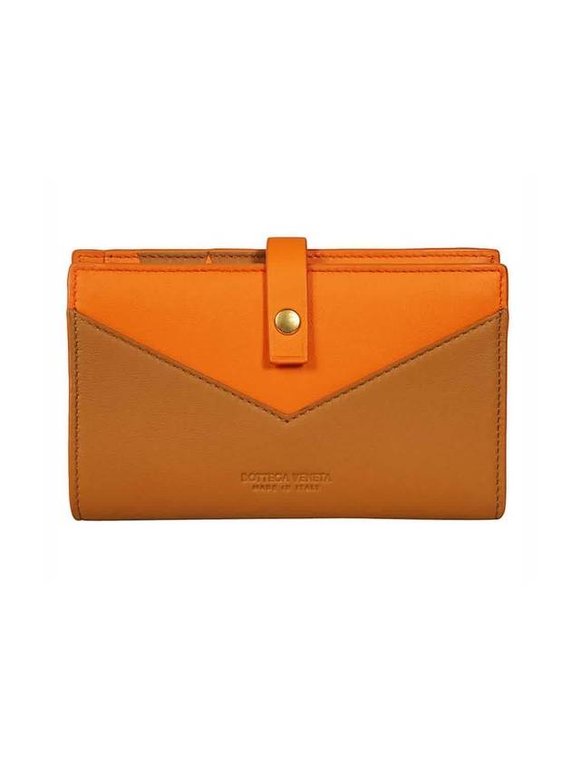 Bicolor Nappa Leather Medium Wallet Orange - BOTTEGA VENETA - BALAAN 1