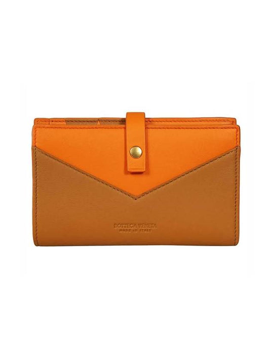 Bicolor Nappa Leather Medium Wallet Orange - BOTTEGA VENETA - BALAAN 1