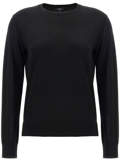 Regal Wool Crew Neck Knit Top Black - THEORY - BALAAN 2