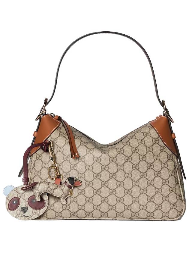 Beige dark brown fabric GG emblem medium shoulder bag 815216FAD6L9758 - GUCCI - BALAAN 4