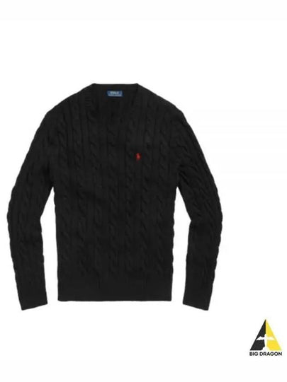 Embroidery Logo Cable Knit Top Black - POLO RALPH LAUREN - BALAAN 2