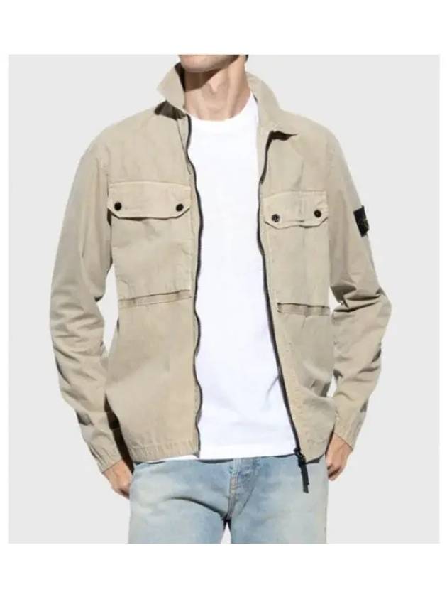 Brushed Organic Cotton Overshirt Jacket Beige - STONE ISLAND - BALAAN 2