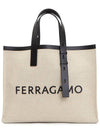 Signature Canvas Tote Bag Natural - SALVATORE FERRAGAMO - BALAAN 3