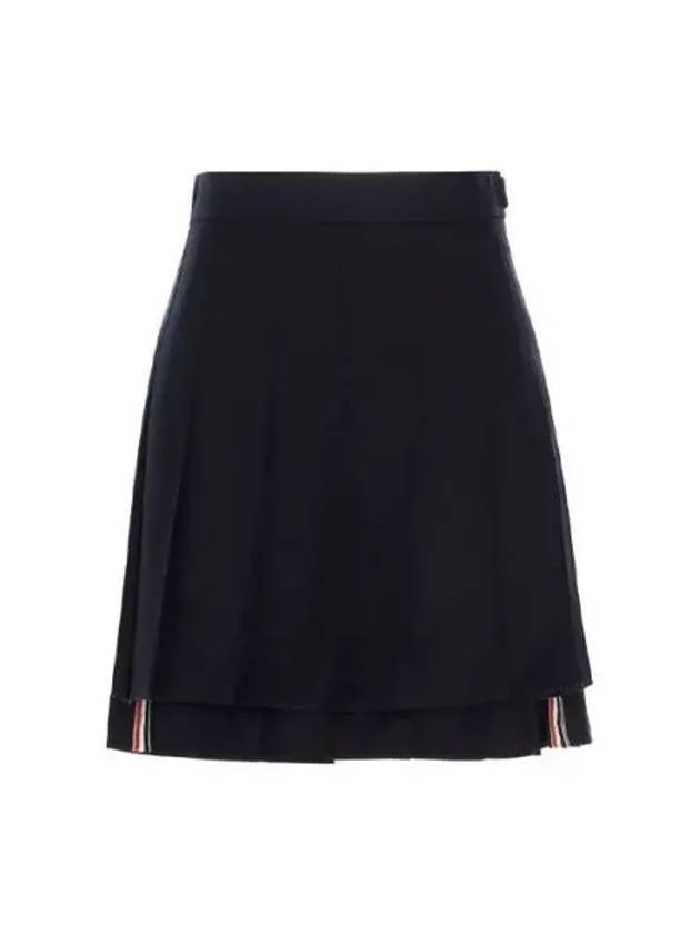 RMB Wool Mini Pleated Skirt Navy - THOM BROWNE - BALAAN 2