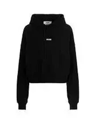 Micro Logo Print Cotton Hoodie Black - MSGM - BALAAN 2