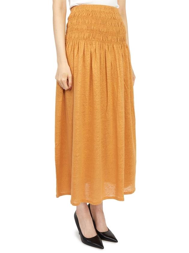 Tinoa Elastic Linen Long A-Line Skirt Mustard - VANESSA BRUNO - BALAAN 4