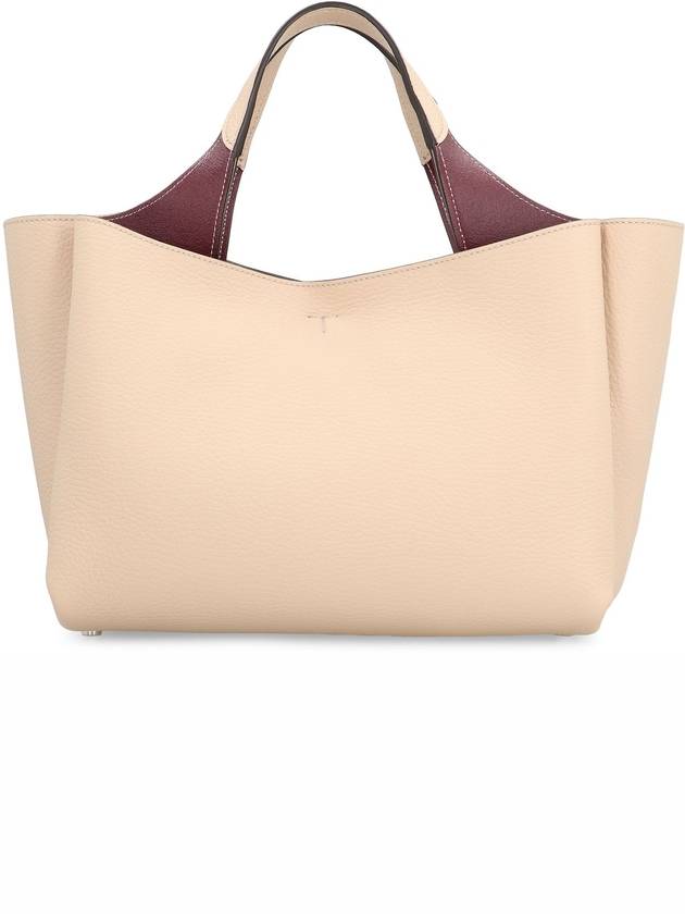 T Timeless Leather Small Tote Bag Beige - TOD'S - BALAAN 5