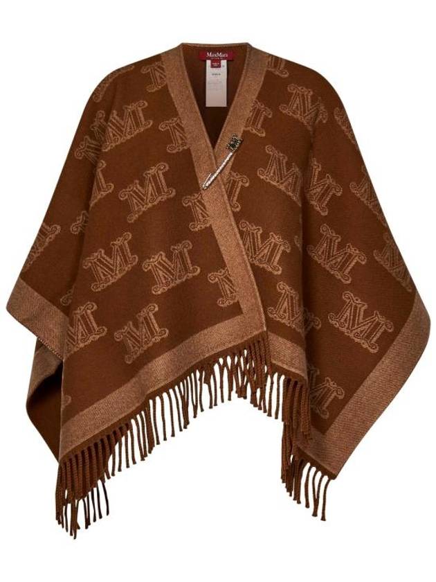 Fringe Logo Wool Cape Brown - MAX MARA - BALAAN 1