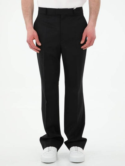 Men's Stretch Wool Blend Straight Pants Black - VALENTINO - BALAAN 2