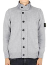 Wappen High Neck Button Up Wool Cardigan Melange Grey - STONE ISLAND - BALAAN 2