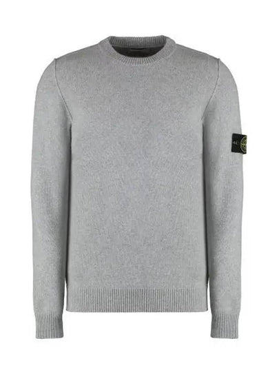 Logo Patch Lambswool Crewneck Knit Top Melange Grey - STONE ISLAND - BALAAN 2