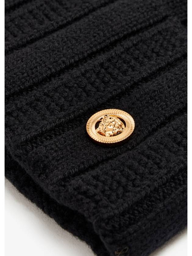 Medusa Chunky Rib Knit Beanie Black - VERSACE - BALAAN 3