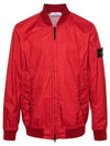 Men's Wappen Patch Zip-Up Bomber Jacket Red - STONE ISLAND - BALAAN 2