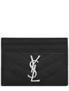 Cassandre Matelasse Card Case In Grain De Poudre Embossed Leather Black - SAINT LAURENT - BALAAN 2