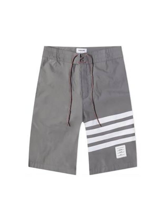 Men's Diagonal Drawstring Waist Board Swim Shorts Mid Grey - THOM BROWNE - BALAAN 2