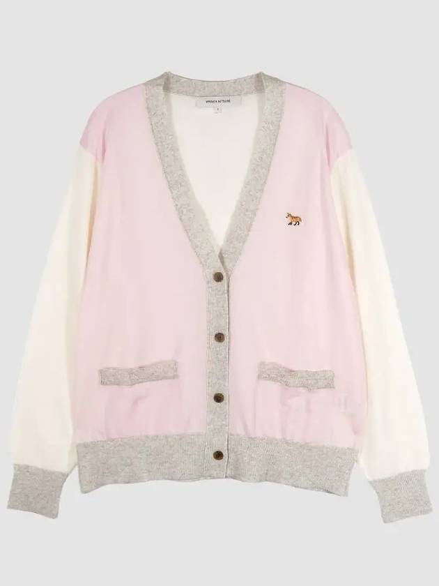 Baby Fox Patch Color Block Cardigan Pale Pink - MAISON KITSUNE - BALAAN 3