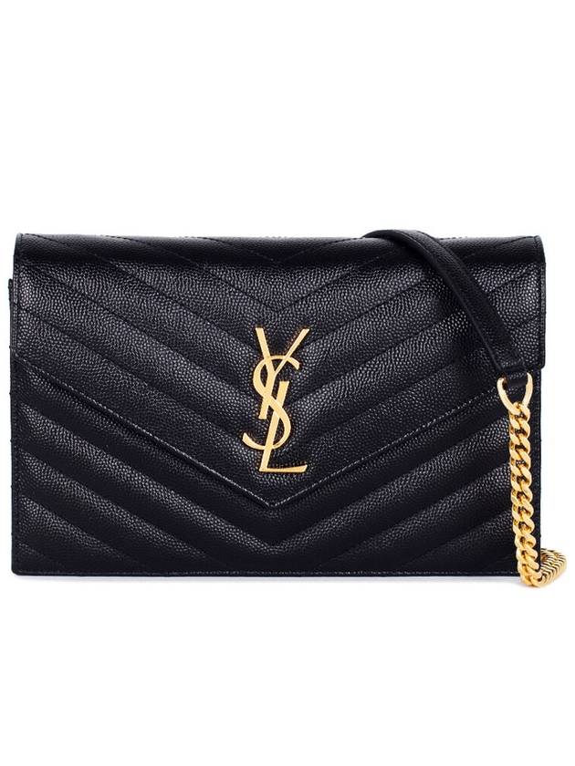 Cassandre Matelasse Envelope Chain Cross Bag In Grain De Poudre Embossed Leather Black - SAINT LAURENT - BALAAN 2