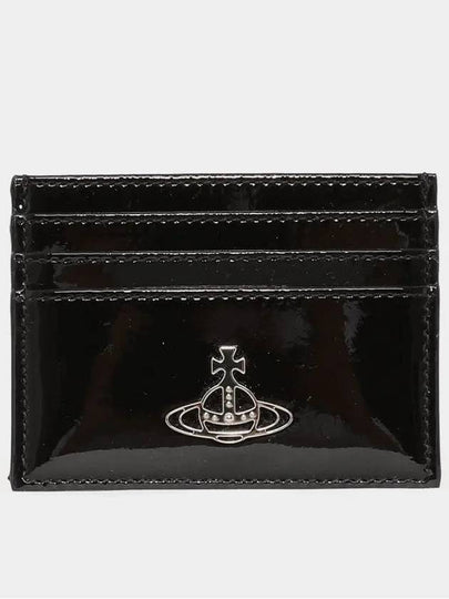 Logo Plaque Leather Card Wallet Black - VIVIENNE WESTWOOD - BALAAN 2