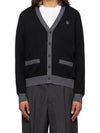 Bold Fox Head Patch Two-Tone Cardigan Black - MAISON KITSUNE - BALAAN 2